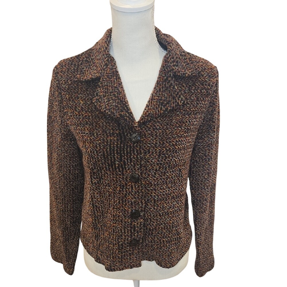 Vintage Fashion Bug Women's‎ Blazer Chunky Fuzzy Chenille Knit Academia Medium